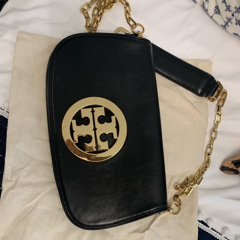 Tory Burch Reba black and gold crossbody